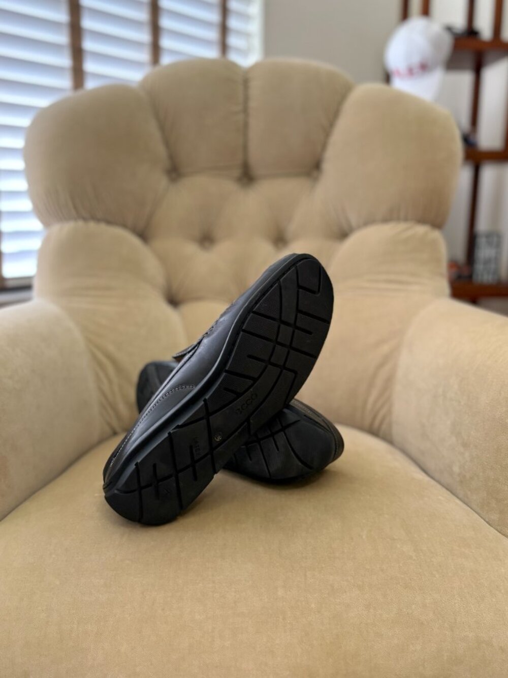 NEW Auth ECCO Men;s Black Leather Slip-on Loafer Driving Moccasin Shoes - Picture 8 of 9